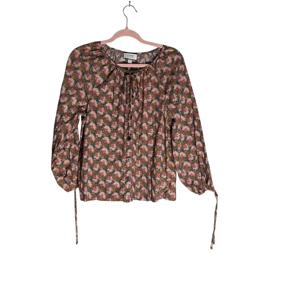 J Crew Collection Peasant Blouse Cotton Ditsy Floral Ratti Prism sz M